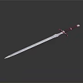 Polished Long Sword With Blue Handle And Silver Sharp Metallic Blade Design 3d model