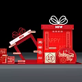 Red Gift Box Photo Check In Spot Featuring Fu Dragon And 2025 Decorations