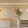 Bubble Tea Shop Modern Interior With Order Counter Hanging Lights Green Plants And Cozy Seating Area