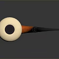 Classic Handcrafted Tobacco Pipe With Orange Wooden Bowl White Mouthpiece and Black Stem