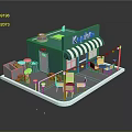 Kopitiam Traditional Food Cafe With Green Building Outdoor Tables And Chairs