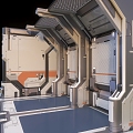 Modern sci-fi wall panel corridor component 3d model