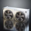 Industrial Air Conditioner Fan With Two Fans And Metal Casing On Black Background