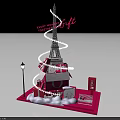 Eiffel Tower Themed Festive Display with Red Gift Boxes Snowflakes and Street Lamp