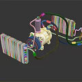 Automotive Air Conditioning System Components With Compressor Condenser And Pipes 3d model