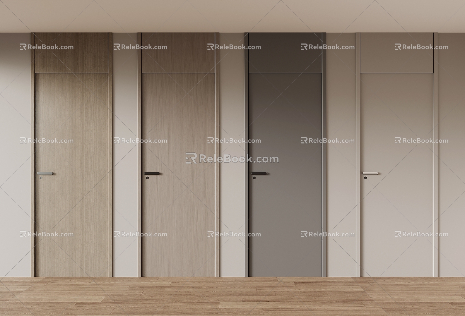 Wooden door interior door single door top door 3d model