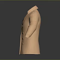 Beige Double Breasted Coat With Classic Design Warm Fabric And Open Front 3d model