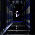 Futuristic KTV Lounge Featuring Blue Lighting Astronaut Decor And Stage Area