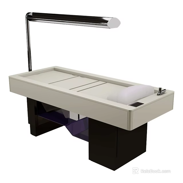 Modern Massage Bed with White Surface and Sturdy Black Support Legs 3d model 