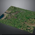 Aerial View Of Natural Green Vegetation River Sandy Beach And Terrain