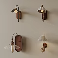 Different Contemporary Wall Lamps With Wooden Bases And Glass Lampshades Design