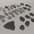 Natural Gray Stones Scattered On White Background For Decorative Projects