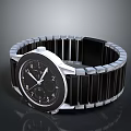 Stylish Modern Wristwatch With Black Dial And Silver Stainless Steel Band