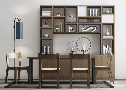 New Chinese Style Table and Chair Combination Table and Chair Cabinet Combination 3d model