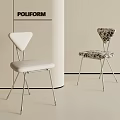 Modern Dining Chairs With Triangular Backrest And Metal Legs In Light Upholstery And Patterned Design 3d model