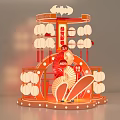 Traditional Red Multi Layered Decorative Lantern With Festive Lights And Tassels