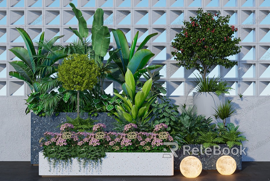 Modern Flower Box Landscape Flower Box Mobile Flower Box Plant Green Plant Combination model