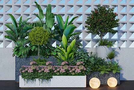 Modern Flower Box Landscape Flower Box Mobile Flower Box Plant Green Plant Combination 3d model