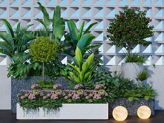 Modern Flower Box Landscape Flower Box Mobile Flower Box Plant Green Plant Combination 3d model