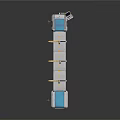 Industrial Conveyor Equipment With Multiple Workstations Blue Surfaces And Control Units