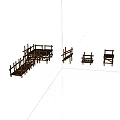 Wooden Stairs With Railings Platforms And Different Length Segments