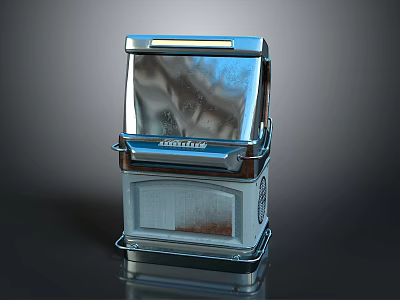 Modern Sleek Kitchen Appliance With Metallic Silver Finish Reflective Surface And Tray Base 3d model