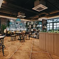 Flower Cafe Exterior With Green Facade Large Glass Windows Hanging Plants And Flower Stand