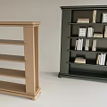 Light Brown And Dark Green Open Bookcases With Shelves Books And Decorative Items