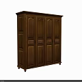 Classic Wooden Wardrobe With Four Paneled Doors Brown Finish Traditional Design