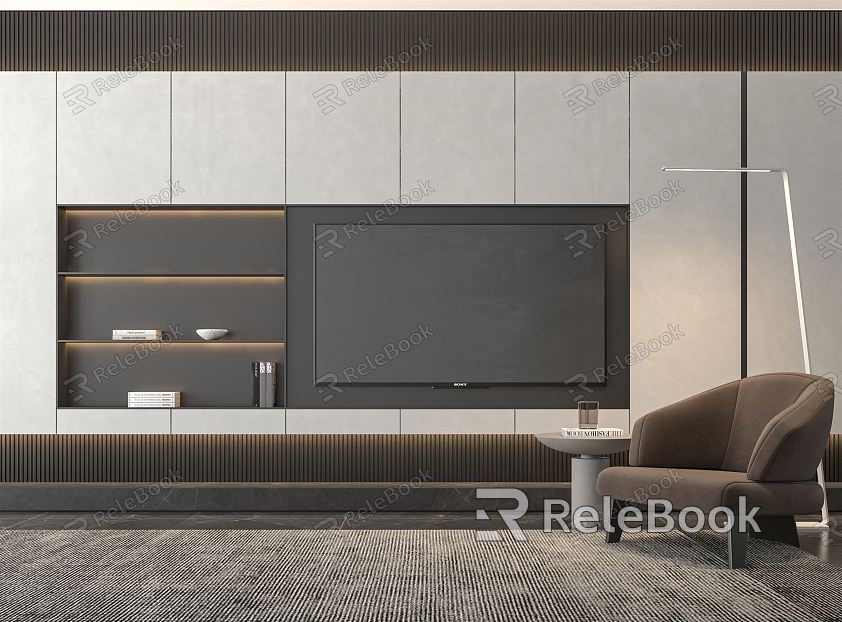 Modern TV background wall model