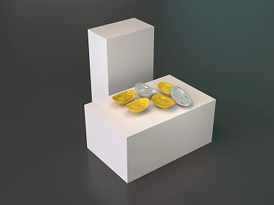 Elegant Golden and Silver Jewelry Pieces Showcased on White Display Stand 3d model Elegant Golden and Silver Jewelry Pieces Showcased on White Display Stand 3d model