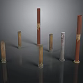 Architectural Columns Various Colored Designs With Carved Details And Ornate Bases