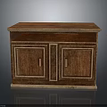 Classic Wooden Furniture Cabinet With Dark Brown Wood Grain Two Doors And Metal Handles