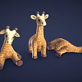 Cute Giraffe Stuffed Toys in Various Poses Standing Sitting and Lying 3d model
