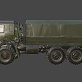 Green Military Style Utility Truck With Canvas Cover And Large Off Road Tires