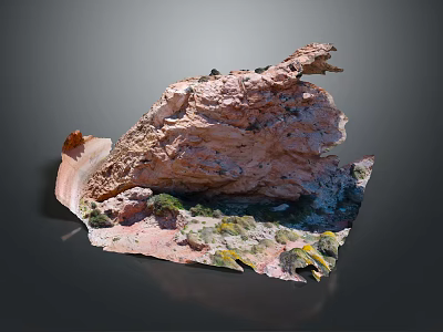 Red Rock Terrain With Irregular Eroded Rock Formations And Natural Vegetation Growth 3d model