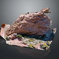 Red Rock Terrain With Irregular Eroded Rock Formations And Natural Vegetation Growth