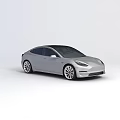 Technology Exhibition Hall Showcasing Silver Tesla Modern Electric Vehicle With Innovative Design