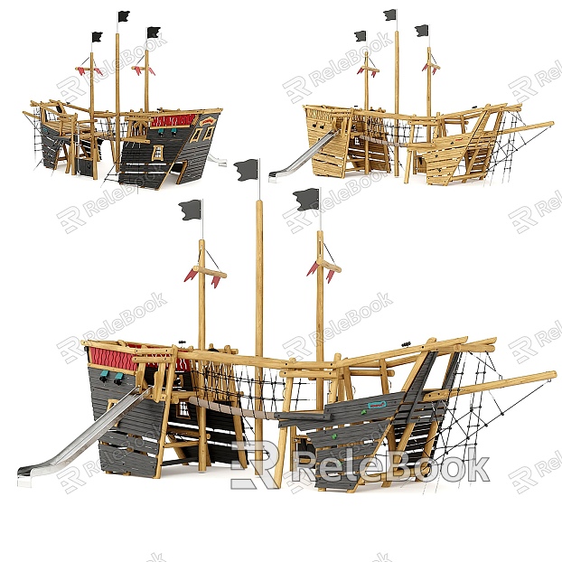 Children's Pirate Ship Building Blocks Toy model