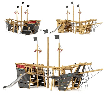 Children's Pirate Ship Building Blocks Toy 3d model