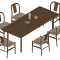 Wind dining table and chair combination 3d model