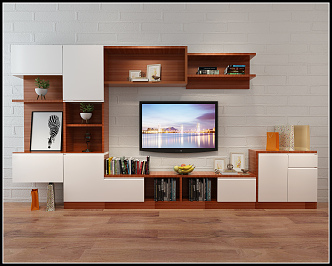 Modern TV Background Cabinet 3d model