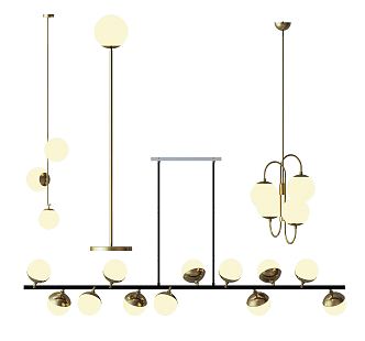 Modern lamp combination chandelier floor lamp combination 3d model