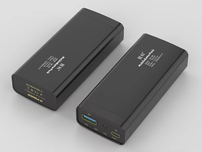 Dual Black Portable External Battery Chargers With Multiple USB Ports For Mobile Devices 3d model