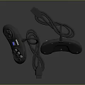 Wired Black Computer Game Controller With Joystick Buttons And Cable