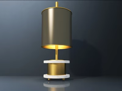 Modern Table Lamp Design With Gold Metal Base White Marble Stand And Fabric Lampshade 3d model