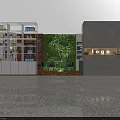 Specialty Store Interior With Living Plant Wall Brick Wall Shelves Seating Area And Logo Sign