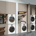 Modern Bathroom Cabinet Rack Design With Washer Dryer And Storage Shelves