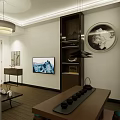 Modern Clubhouse Reception Area With Wooden Ceiling Marble Counter Display Shelves And Glass Door
