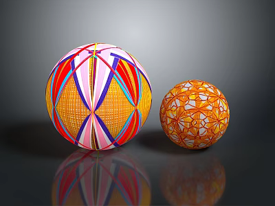 Decorative Colorful Spheres Featuring Intricate Geometric Patterns And Reflective Surfaces 3d model